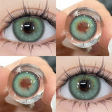 Qfdian 1Pair New Colored Contact Lenses for Eyes Brown Lenses Green Eye Lenses Gray Pupils Yearly Cosmetic Eye Contact Lens