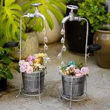 Qfdian  Sprinkler Water Kettle Faucet Water Droplet Flower Pot Lamp Solar Powered Lawn Lamp Courtyard Outdoor Waterproof Garden