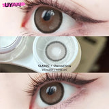 Qfdian  2PCS Color Contact Lenses (Pearl Series) Brown Natural Lenses Gray High Quality Eye Contacts 14.5mm Big Pupil Beauty Lense