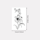 Qfdian  Lily Tattoo Sticker Temporary Tattoo, Simple Sketch Line Flower Tattoo, Sexy Waist Belly Body Art, Waterproof Long-Lasting Tatto