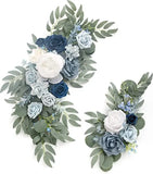 Artificial Wedding Arch Flowers Kit Boho Dusty Rose Blue Eucalyptus Garland Drapes for Wedding Decorations Welcome Sign