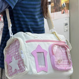 Qfdian  Transparent Casual Travel Shoulder Ita Bags Y2k Aesthetic All Match Trendy Gym Bag Casual Women Streetwear Handbags Crossbody