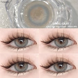 Qfdian  1Pair Natural Brown Contact Lenses for Eyes Colored Lenses Gray Pupils Big Eye Lenses Fashion Beauty Contacts Yearly