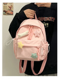 Qfdian Women Students Simple All Match Kawaii Backpack Sweet Cute Star Bone Schoolbags Casual Y2k Aesthetic Fashion Preppy Backpacks