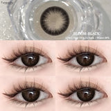 Qfdian  1Pair Natural Brown Contact Lenses for Eyes Colored Lenses Gray Pupils Big Eye Lenses Fashion Beauty Contacts Yearly
