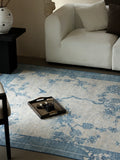 Qfdian Blue Floral Carpet Living Room Bedroom Sofa Carpets Retro Luxury Artistic Tree Branches Pattern Rug Blue Bohemian Decorative Rug