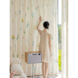 Qfdian  Pastoral Style High Density Chiffon Yarn Garden Fresh Cream for Living Room Window Screen Transparent Impervious Drapes