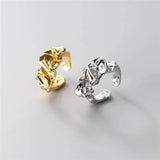Silver Color Finger Rings for Women Couples Fashion Creative Irregular lava Geometric Handmade Holiday Party Jewelry Gifts