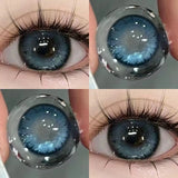 Qfdian 1Pair Colour Contacts Lenses Circular Natural Gray Blue Eye Lenses Myopia Beauty Pupil Black Eyes