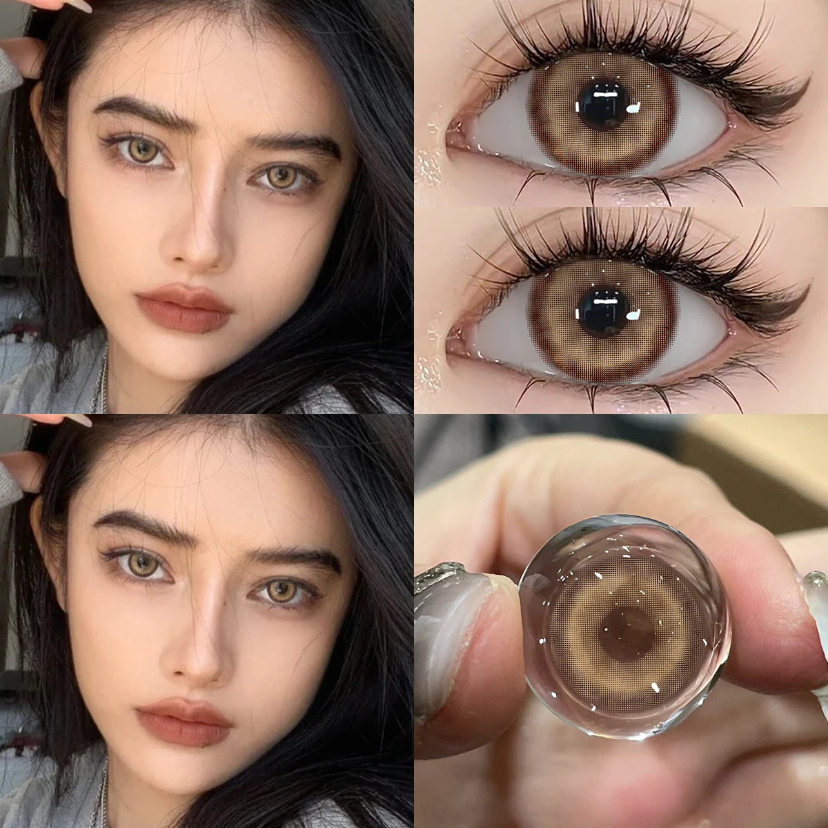 Qfdian 1 Pair Natural Color Contact Lenses Korean Brown Lenses Beauty Fashion Gray Lense Blue Lenses with High Quality Lens