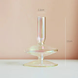 Qfdian Glass Candle Holder Home Decor Nordic Rainbow Vase Flower Table Living Room Decoration Candlestick Holder for Wedding