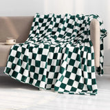 Qfdian Throw Blankets Flannel Blanket with Checkerboard Grid Pattern Soft Throw Blanket for Couch, Sofa Warm and Cozy for All Seasons