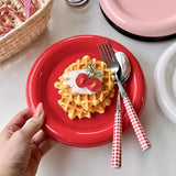 Qfdian  Nordic Creative Ceramic Plate Round Service Plate Steak Western Dishes Dessert Plate Unique Main Course Kitchen Tableware