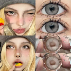 Qfdian 2PCS Green Colored Contact Circular Lenses Degree -0.00 to -8.00 Myopia Brown Eyes Beauty Pupil Makeup Lens Fast Shipping