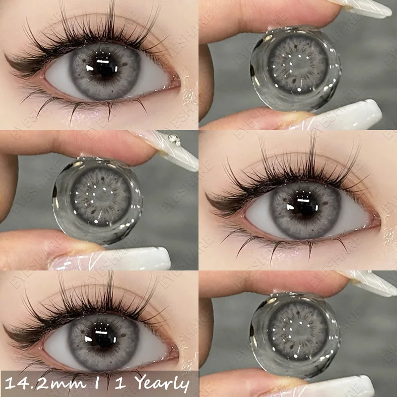 Qfdian 1pair Natural Color Contact Lenses for Eyes Brown Contacts Gray Lenses Fashion Lenses Blue Eyes Contacts Lenses