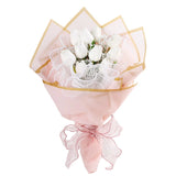 Qfdian  Artificial Tulip Baby's Breath Flower Bouquet with Packing for Christmas, Wedding, Anniversary Decoration Birthday Party Gifts