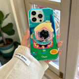 Qfdian Cartoon black cat house magnetic stand holder cute shell for iphone 14promax 15pro 16 14 13 15 pro max 13pro 16pro  phone case