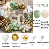Qfdian  113Pcs Sage Green Balloon Arch Garland Kit Olive Avocado Green Ballon Jungle Birthday Party Decoration Baby Shower Bridal Shower