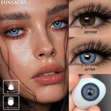 Qfdian  1 Pair Colored Contact Lenses for Eyes Blue Pupil Beautiful Eye Contacts Natural Soft Brown Gray Lenses Yearly Cosmetic