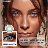 Qfdian  1 pair Green Color Series Contact Lenses for Eyes Natural Blue Lenses Eye Makeup Beauty Pupils Yearly Use Cosmetics Len