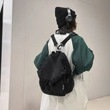 Qfdian  Y2k Students Grunge Simple Solid Backpack Preppy Vintage Fashion Casual Schoolbags All Match Trendy Streetwear Backpacks Korean