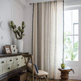 Qfdian Boho Window Curtains with Tassels Geometric Print Country Style Room Darkening Curtain Panel for Bedroom Living Room, 1 Piece