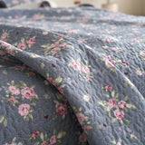 Qfdian  Flower Printed Bed Cover with Lace French Style Washed Cotton Bedspreads Quilted cobre leito de casal Comfortable and Soft