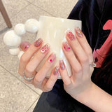 Qfdian  10Pcs Colorful Cat Eye Press on Nails Cute Polka Dots Fake Nails Simple Solid Color False Nails Short Square Glitter Nail Art