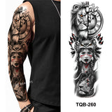Qfdian Waterproof Full Arm Temporary Tattoo Sticker Tiger Lion Wolf Eye For Man Women Body Art Sleeve Flash Fake Shoulder Tatoo