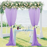 Qfdian  Chiffon Backdrop Curtain 5ftx10ft Light Purple Voile Sheer Curtains 4 Panels Romantic Wedding Party Decor Polyester Chiffon Fabr