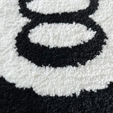 Qfdian 1 Pack Black Billiards 8 Ball Round Flocked Floor Bedroom Anti-Slip Carpet Mat Living Plush Soft Bedroom Rug
