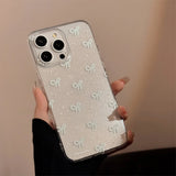 Qfdian Shiny blue bowknot soft phone case for iphone 15promax 13 11 15 13pro 15pro 12 14promax 12pro 14 pro max transparent fundas capa