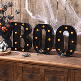 Qfdian  3PCS,Indoor Halloween Decoration,LED Light Letters,"Boo" Letter Lights Halloween Decor Kitchen Tabletop Fireplace Mantel Party
