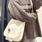 Qfdian Luxury Design Fashion All Match Button Handbags Women Y2k Office Lady Sweet Shoulder Bag Kawaii Star Embroidery Crossbody Bags