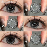 Qfdian Contact Lenses Myopia Prescription Lenses With Diopters Grey Colored Contacts Lens for Eyes Cosmetics Beauty Pupil