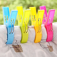 Qfdian 4pcs /set ABS Beach Towel Clips, Large Plastic Windproof Clothes Hanging Peg Quilt Clamp Holder for Beach Chair