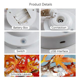 Qfdian  Artificial Bonsai Tree Lights Table Decor Maple Leaves Tree Fairy Lamp, Battery/USB Operated LED Night Light, for Camping Decor