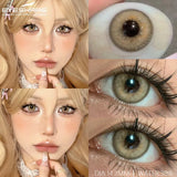 Qfdian 1Pair New Colored Contact Lenses for Eyes Brown Lenses Green Eye Lenses Gray Pupils Yearly Cosmetic Eye Contact Lens