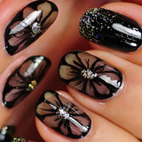 Qfdian 24pcs Mid-length French False Nails Leopard Print Gradient Design Fake Nail Ballet Datachable Press on Nails Finished Manicure