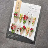 Qfdian Elegant Floral Pearl Press on Nails with Rhinestones False Nails for Wedding Party Date Romantic Glamorous Acrylic Nails for Wom