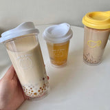 Qfdian  Korea Simple Iced American Coffee Cup Tritan Plastic Water Bottle For Women Transparent Coffee Cup Office Milk Matcha Tea Drink