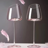 Qfdian  Pink Crystal Wine Glasses Slanted Mouth Goblets  Ideal Valentine'S Day Gift Bars & RestaurantsDay Wine Wine Glasses for Couples