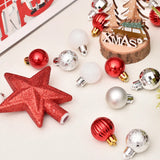 Qfdian  30pcs Christmas Balls Ornaments Set Christmas Tree Hanging Pendant Star Topper Xmas Bauble Ball Noel Navidad New Year Decoration