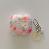 Qfdian Transparent Oil Painting Flower Shockproof Protector With Keychain For AirPods 1 2 3 4 Case For AirPods Pro 2 Protection Cover