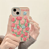 Qfdian Cute 3D Tulip Flower Butterfly Case For iPhone 13 12 11 14 15 Pro Max XS X XR 7 8 14 Plus SE 3 2 Silicone Soft Phone Back Cover