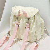Qfdian 2025 New Casual Plaid Girls Backpack Women Students Fashion Chic Bow Backpacks Streetwear Ins Kawaii All Match Schoolbags Trendy