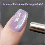 Qfdian 10ml Rainbow Purple Water Light Cat Magnetic Gel Nail Polish Shining Super Sliver-light Holographics Soak Off UV Gel