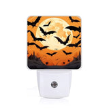 Qfdian  Bat Night Light, Halloween Moon Nightlight Plug into Wall, LED Lamp Suitable for Bedrooms, Kitchens, Toilets, Etc.Auto Sensor D