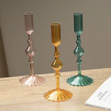 Qfdian  Retro Glass Candle Holder Wedding Supplies Candlelight Dinner Candlestick Props Ornament High Footed Candlestick Home Decoration