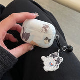 Qfdian  Cartoon Lovely Black White Cat Smooth Silicone Protection Case for AirPods Pro 2 for AirPods 1 2 3 4 Headset Cover Cute Pendant